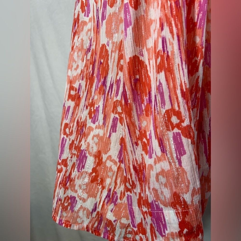 Hearts of Palm Button Down Blouse Women’s Size 14 Pink/Orange/White - Picture 7 of 10